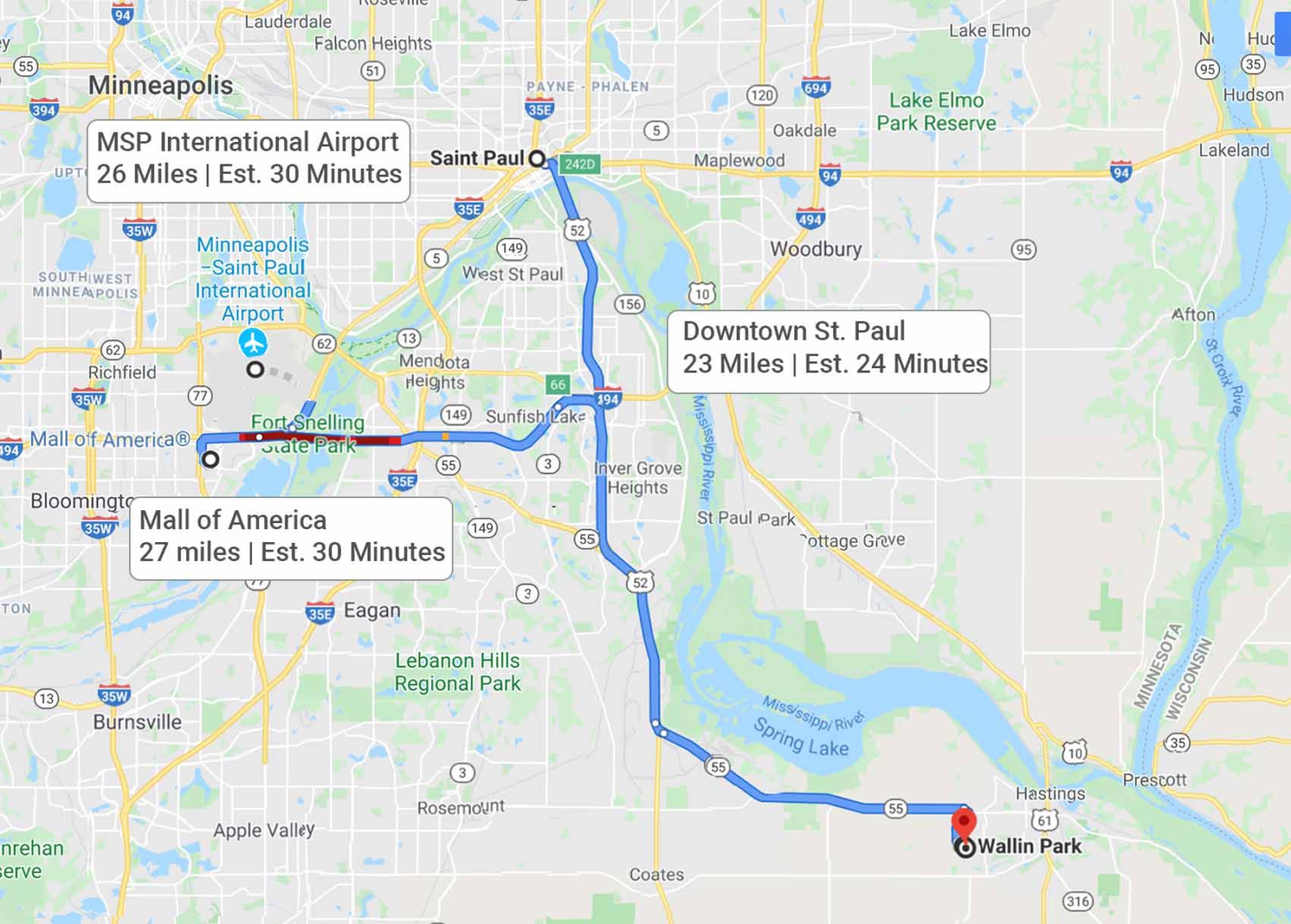 Wyndham Hills Estimate Drive Times